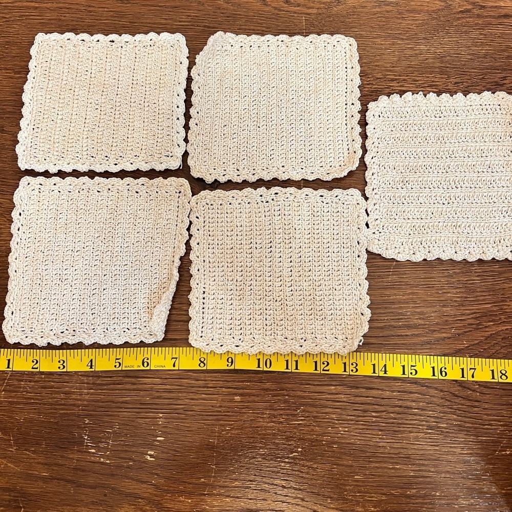 Cream Crochet Coasters Set
